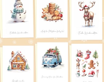 LOViLEE® Weihnachtskarten 10er Set inkl. extra Umschläge & Sticker - hochwertige Postkarten zu Weihnachten - Grußkarten premium Qualität