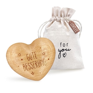 Handschmeichler Herz, Gute Besserung – Herz inkl. extra Geschenkbeutel und Grußkartenset – Glücksbringer, Geschenk, Mutmacher, Krankheit