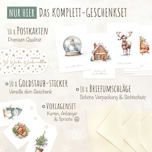 LOViLEE® Weihnachtskarten 10er Set inkl. extra Umschläge & Sticker hochwertige Postkarten zu Weihnachten Grußkarten premium Qualität Bild 4