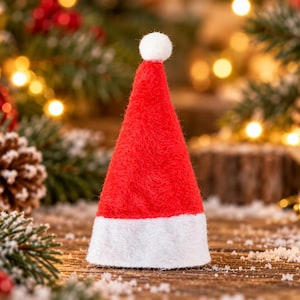 Wichtelmütze für Wichteltür, Mini Weihnachtsmann Mütze, Weihnachtswichtel Nisse Zipfelmütze, Weihnachtsdeko, Puppenmütze, Wichtel Deko, Filz