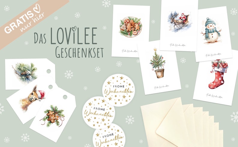 LOViLEE® Weihnachtskarten 10er Set inkl. extra Umschläge & Sticker hochwertige Postkarten zu Weihnachten Grußkarten premium Qualität Bild 9