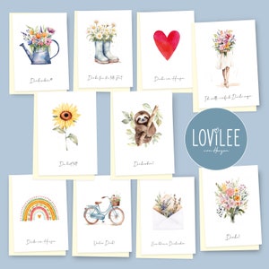LOViLEE® Dankeskarten inkl. extra Umschläge & Sticker zu jedem Anlass im 10er Geschenkset hochwertige Grußkarten, Dankeschön Karte Bild 1