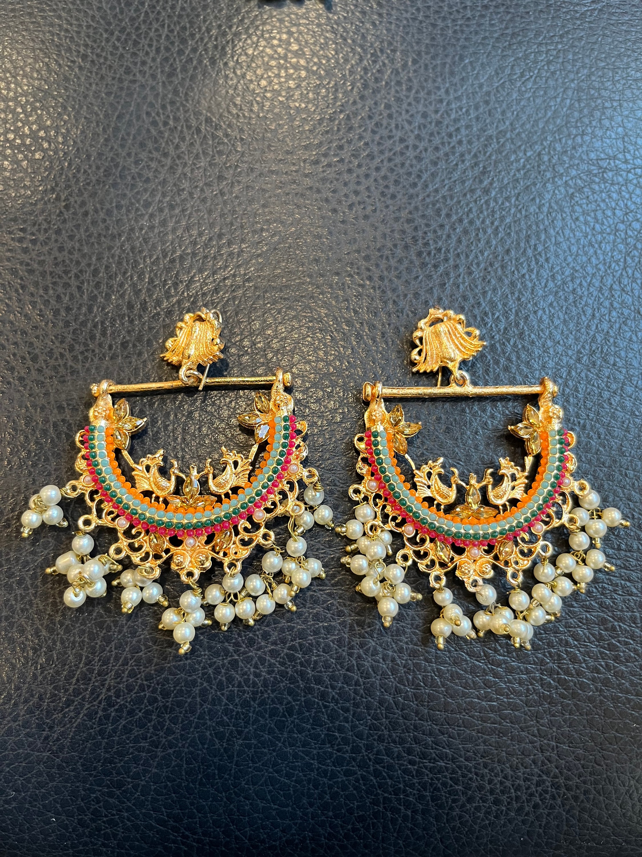 Chandbali earrings designs in gold polish with low price