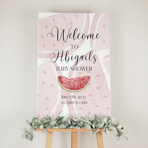 A Sweet Little Baby Is On The Way Baby Shower Welcome Sign, 18x24 Digital Download, Watermelon Baby Shower, Welcome Sign
