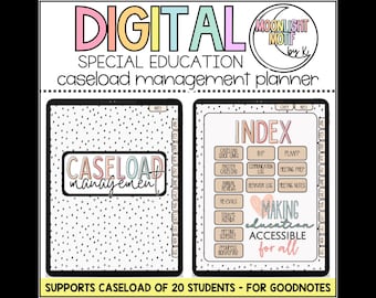 Digital Boho Special Education Planner, Caseload Management Planner, IEP Goal Tracker, Goodnotes planner, SPED binder, Teacher Planner