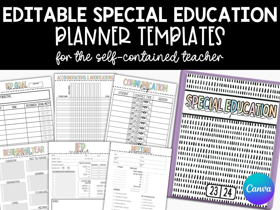 Self Contained Special Education Planner, Editable Pastels Teacher