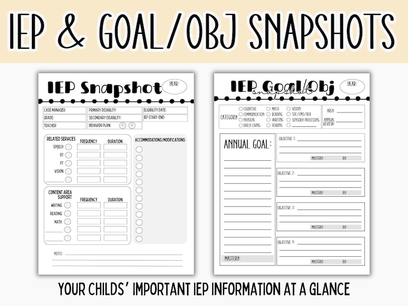 Editable Parent IEP Binder, Printable IEP Meeting Tracker, Editable