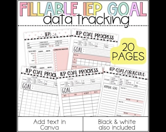 FILLABLE IEP Goal Data Trackers, Caseload Management, Special Education Resource, IEP Snapshot, Goal Organizer, Speech Therapy Goal Tracker