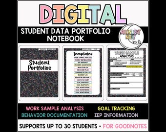 Digital Special Education Notebook, Student Data Tracking Portfolio, IEP Caseload Management, Behavior Tracking, IEP Goal Tracking