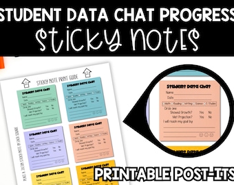 Student Data Chat Sticky Note Template, Upper Elementary Goal Accountability, Middle School Student Goal Tracking