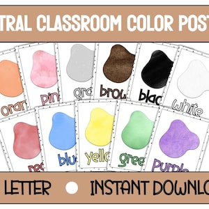 Printable Neutral Color Classroom Decor, Color Classroom Posters, Teacher Classroom Supplies, Polka Dot Classroom Decor