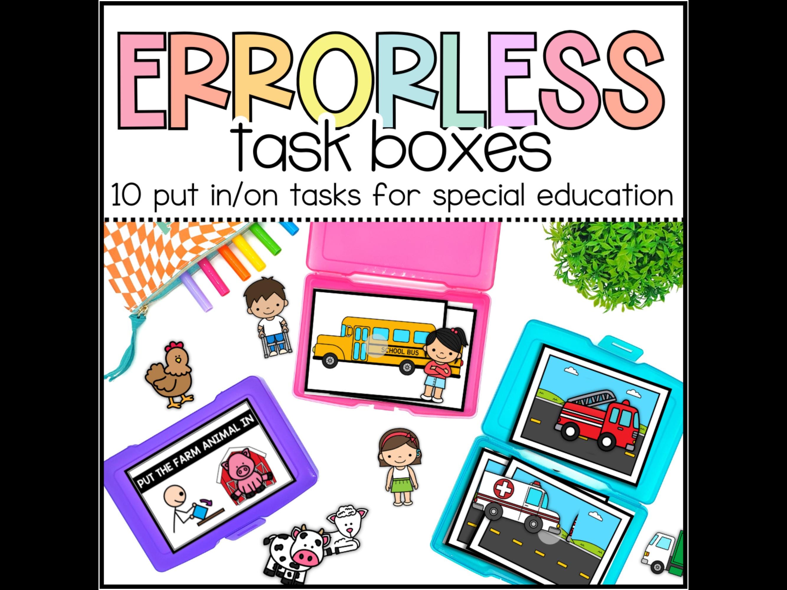 Errorless Task Boxes, Core Word Put Activities, Interactive Fine Motor Tasks for Special Education, Autism Classroom Resources