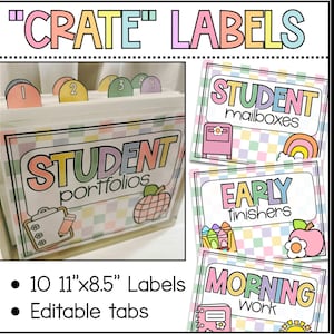 Groovy Crate Labels for Student Data, Student File Organization System, Student Portfolio Storage