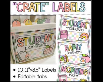 Groovy Crate Labels for Student Data, Student File Organization System, Student Portfolio Storage