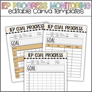 IEP Goal Progress Monitoring, Editable iep goal tracking templates, printable data tracker binder, data tracking, special education resource
