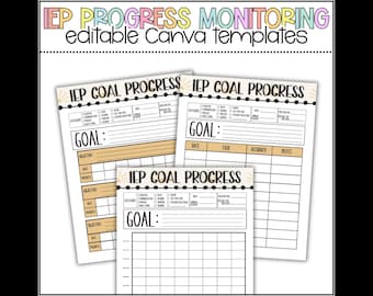 Monitoreo del progreso de las metas del IEP, plantillas editables de seguimiento de metas del IEP, carpeta de seguimiento de datos imprimible, seguimiento de datos, recurso de educación especial