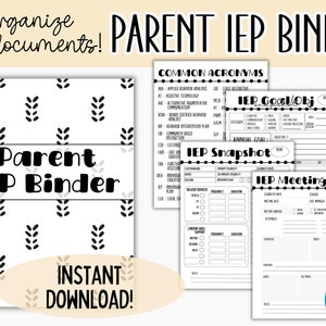 Editable Parent IEP Binder, Printable IEP Meeting Tracker, Editable Canva IEP Templates,
