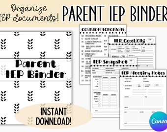 Editable Parent IEP Binder, Printable IEP Meeting Tracker, Editable Canva IEP Templates,