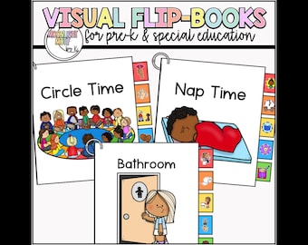 Flip-books visuels, folioscope sur les attentes en matière de temps de cercle, routine de la salle de bain, visuels de l&#39;heure de la sieste, gestion de classe, autisme, visuels préscolaires