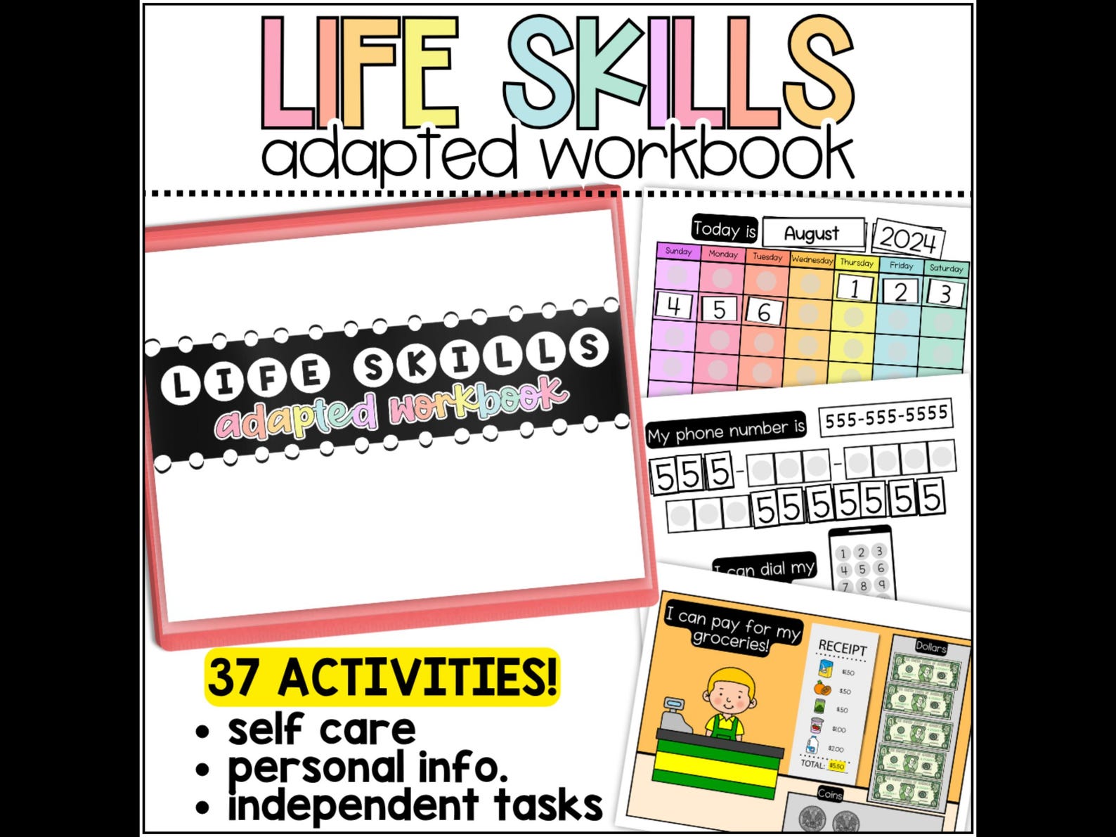 Printable Life Skills Adapted Binder, Daily Living Skills Practice ...