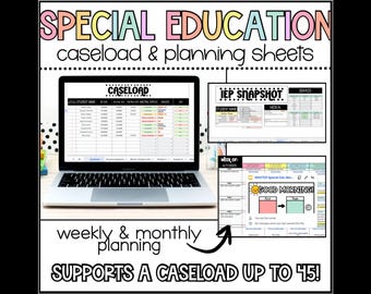 Special Education Planning and Caseload Organization Sheets, IEP Checklist, Sped Teacher Caseload Planning Spreadsheet