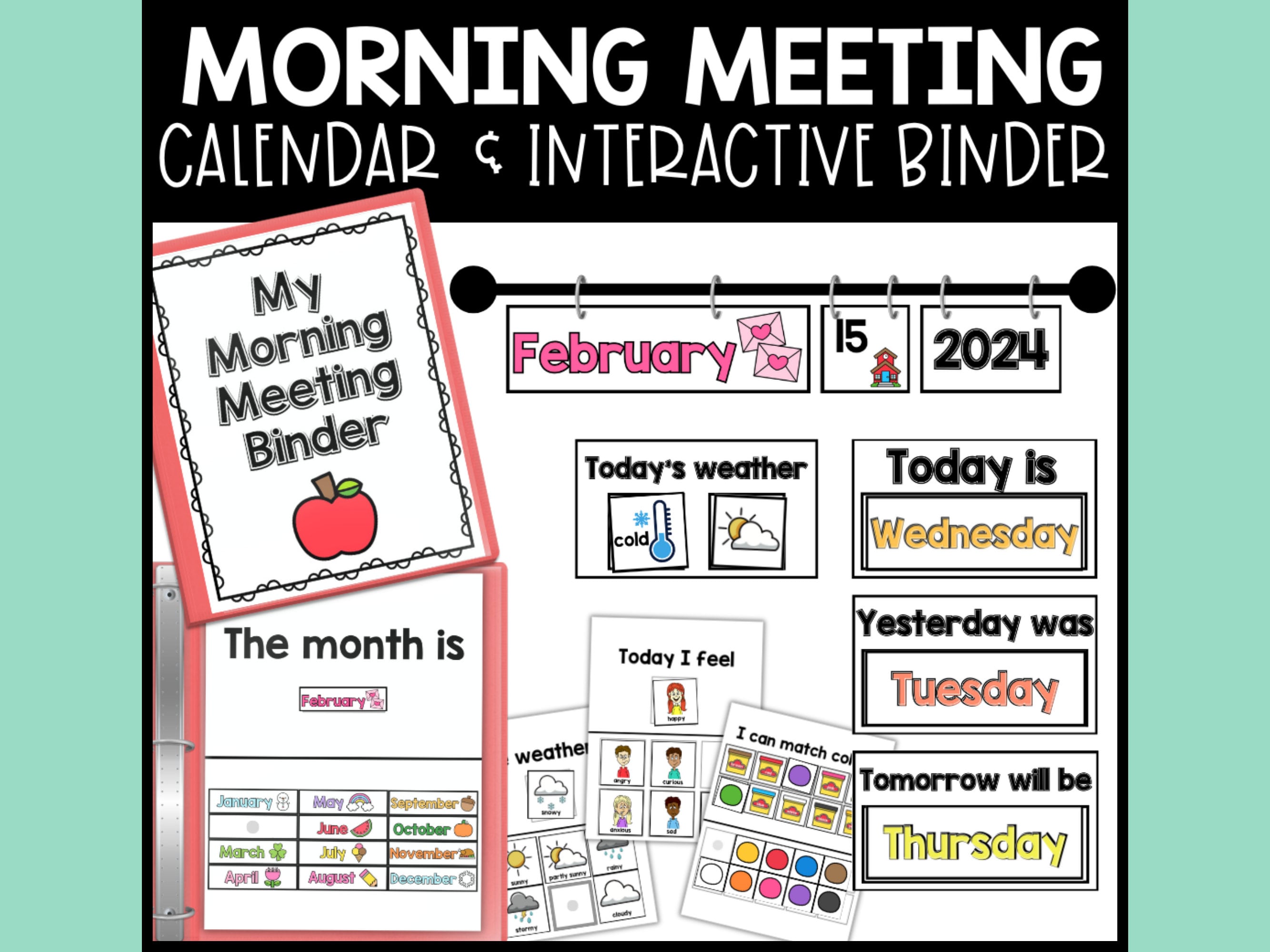 Morning Meeting Flip Calendar, Interactive Student Adapted Notebook, Special Education