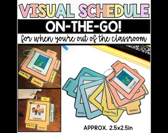 Editable Portable Visual Schedule, Lanyard Visual Schedule, Special Education Behavior Management, On the Go Visual Transition Schedule