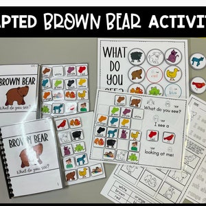 Printable Adapted Brown Bear Activities, Adapted Brown Bear Book, Special Education, Visually Impaired Activities, Brown Bear Centers, SPED