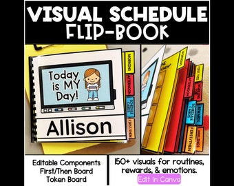 Visual Schedule Flip Book, Token Board, First Then Board, Special Education Resource, Behavior Management, Autism Communication Board