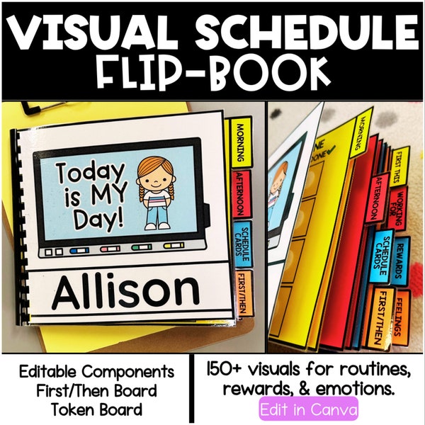 Visual Schedule Flip Book, Token Board, First Then Board, Special Education Resource, Behavior Management, Autism Communication Board