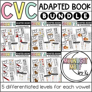 CVC Adapted Books BUNDLE, Special Education Instruction, Short Vowel Interactive Books,