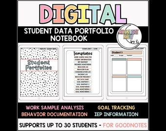Digital Special Education Notebook, Student Data Tracking Portfolio, IEP Caseload Management, Behavior Tracking, IEP Goal Tracking