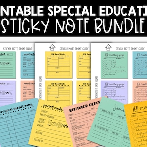 Printable Special Education Sticky Notes, IEP Meeting Prep, Behavior Report, Parent Communication, IEP Goal Tracker, Progress Monitoring