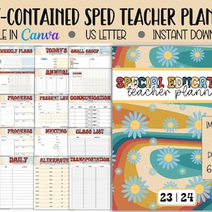 Self Contained Special Education Planner, Editable Retro Teacher Planner, IEP Goal Tracking, Caseload Binder, IEP Binder, SPED Binder