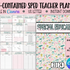 Self Contained Special Education Planner, Editable Terrazzo Teacher Planner, IEP Goal Tracking, Caseload Binder, Canva Templates, SPED