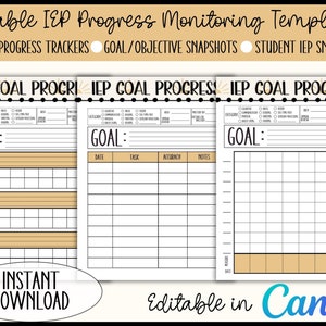 IEP Goal Progress Monitoring, Editable iep goal tracking templates, printable data tracker binder, data tracking, special education resource