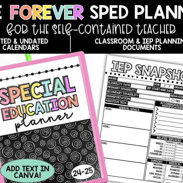 Special Education Planner, Self-Contained Teacher Binder, IEP Meeting Planner, Caseload Management, SPED Binder, Self-Contained Teacher