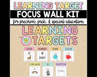 Special Education Learning Target Focus Wall, Prek Focus Wall Kit, Student Reference Posters, Editable Learning Target Display