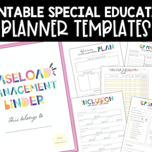 Printable Color Block Special Education Binder Templates,  IEP Caseload Management, BIP Organizers, Caseload Lists, Progress Monitoring