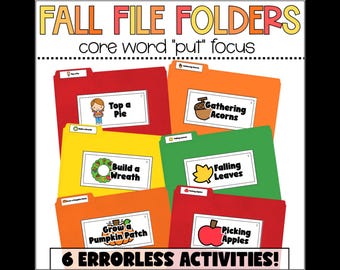 Errorless Fall File Folder Activities, Special Education Autumn Activities, Resources for Emergent Learners