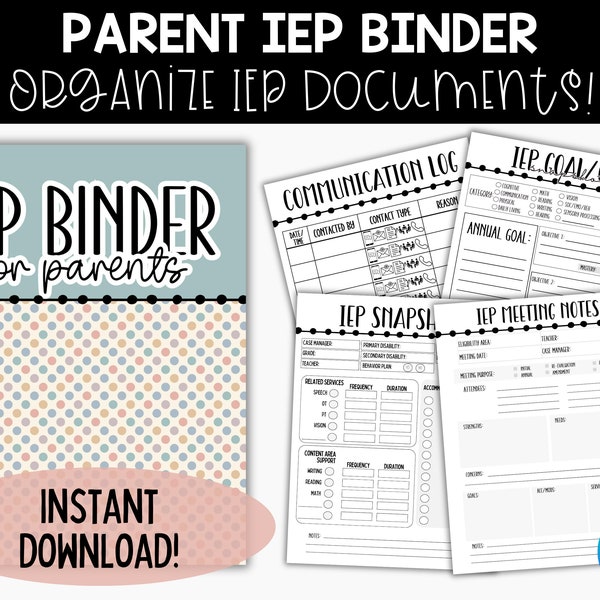 Editable Parent IEP Binder, Printable IEP Meeting Tracker, Editable Canva IEP Templates,