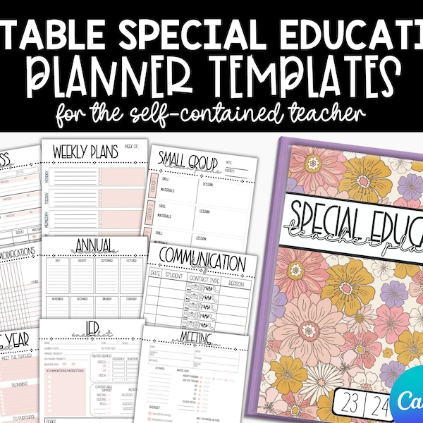 Self Contained Special Education Planner, Editable Teacher Planner, IEP Goal Tracking, Caseload Binder, IEP Binder, SPED Binder