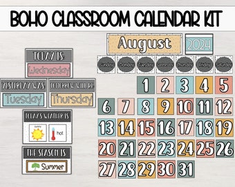 Printable Neutral Classroom Calendar, Boho Calendar Set, Classroom Boho Decor, Instant Download, Teacher Supplies, Calendar Set,