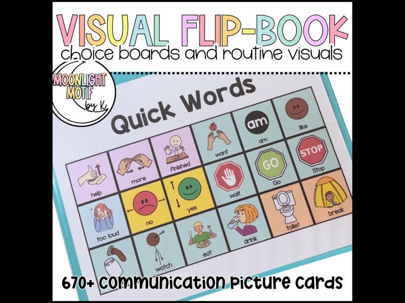 Visual Communication Book for Non-Verbal, Choice Board Binder, Visual Flip-Book, Autism Classroom, Interactive Communication Boards image 1