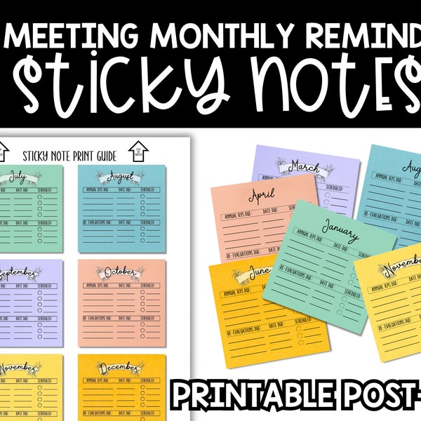 Printable IEP Meeting Reminder Sticky Note Templates, IEP Meeting Prep, Special Education Sticky Notes, Caseload Management