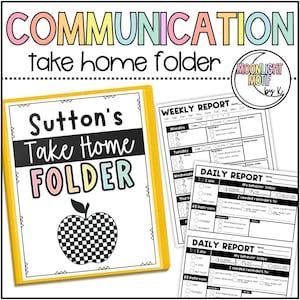Ordner zum Mitnehmen mit Tages- und Wochenrapport, Behavior Tracking, Eltern-Mitteilung, Prek Tagesrapport, Vorschul-Wochenrapport, SpEd