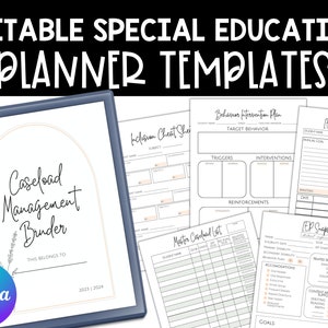 Editable Special Education Caseload Templates, Canva Templates, Printable Caseload Management Templates, Special Education Teacher Binder