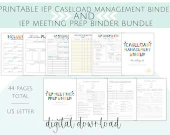 Printable Special Education Binder Templates, IEP Meeting Prep Binder, IEP Caseload Management, Progress Monitoring Tracker, IEP Tracker