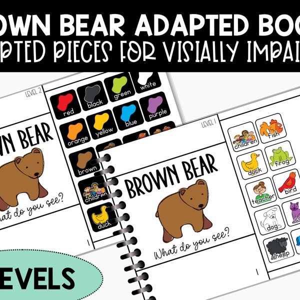 Printable Adapted Brown Bear Book, Special Education, Visually Impaired Activity, Prek and Kindergarten Activities, Teacher Resources,