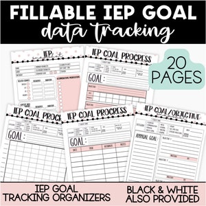 Fillable IEP Goal Data Trackers, Caseload Management, Special Education Resource, IEP Snapshot, Goal Organizer, Speech Therapy Goal Trackers